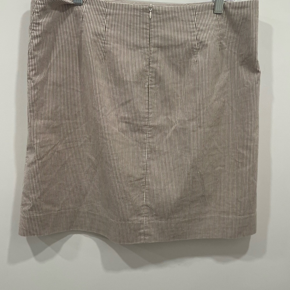 Grace Women Skirt Size 10 Tan White Pencil Stripes Cotton Blend Lined Classic